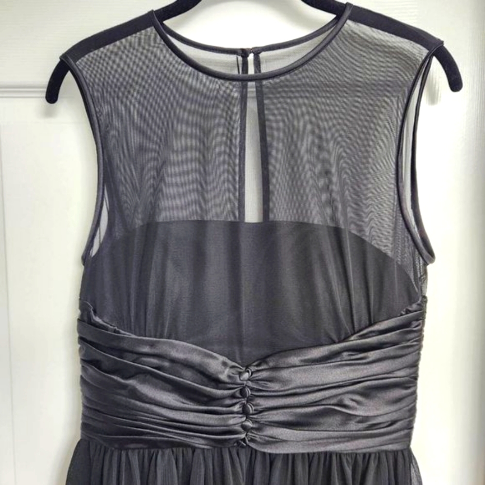 Maggy London little black dress with illusion neckline (Size 8) - Picture 2 of 7